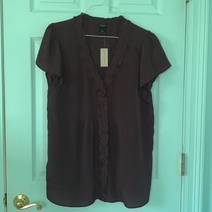 Women’s Purple Button Down Short Sleeve Blouse